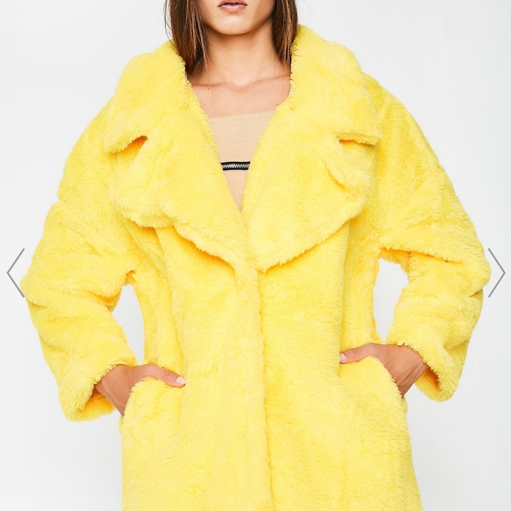 Dolls Kill Lemon faux fur coat